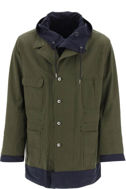 Sacai Coats & Jackets for Men Sacai Army Green Cotton And Nylon Reversibile Jacket