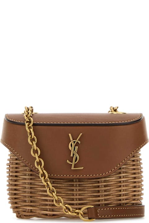 Homeware Saint Laurent Two-tone Wicker And Leather Mini Box June Crossbod