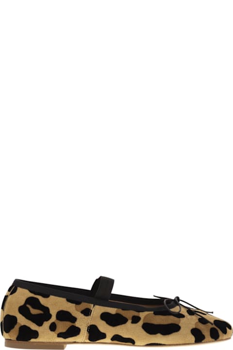 Anniel Shoes for Women Anniel Leather Ballerina With Animal Pattern And Elastic Band