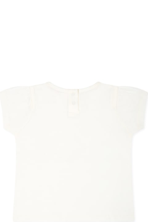 Bonpoint Topwear for Baby Girls Bonpoint White T-shirt For Baby Girl With Cherries