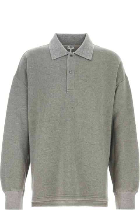 Loewe for Men Loewe Grey Cotton Blend Oversize Polo Shirt