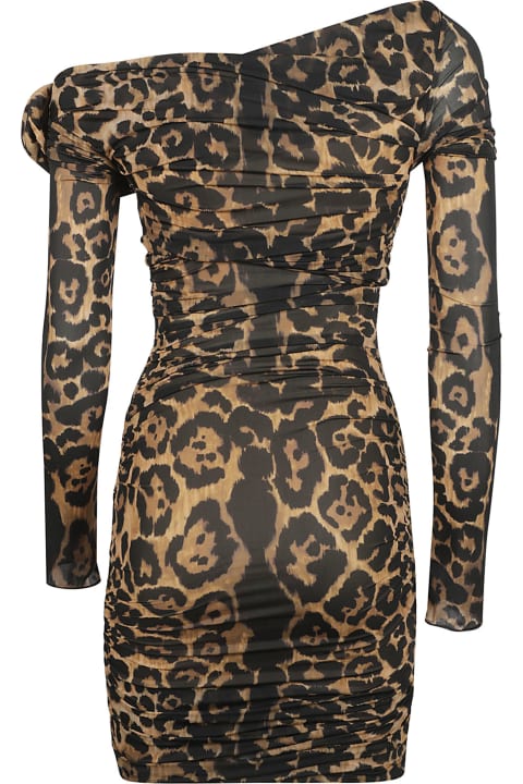 Fashion for Women Blumarine Single-shoulder Animalier Print Short Dress