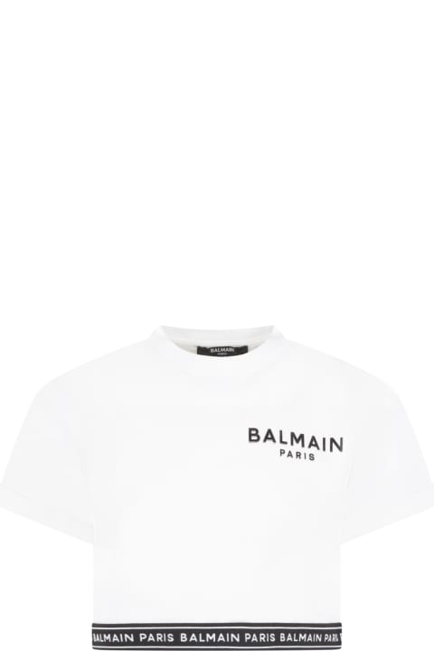 White T-shirt For Girl With Black Logo