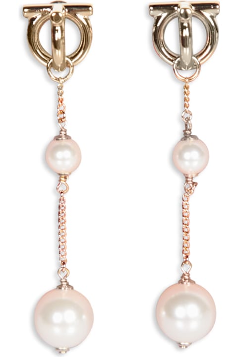 Ferragamo Earrings for Women Ferragamo Gold Drop Earrings With Pearls