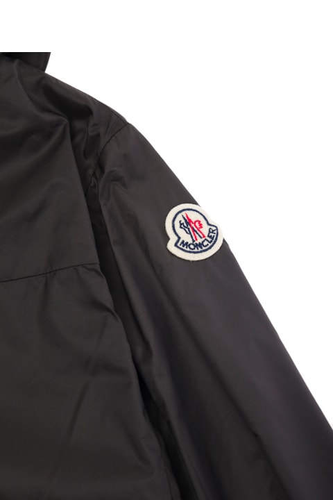 キッズのセール Moncler 'owara' Black Jacket With Logo Patch In Nylon Girl