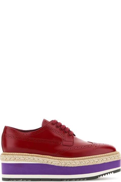Prada Sneakers for Women Prada Red Leather Lace-up Shoes