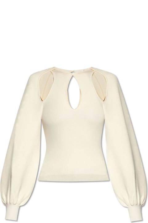 Chloé for Women Chloé Puff-sleeved Cut-out Knit Top