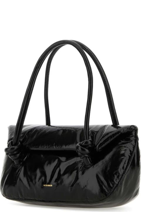 Jil Sander Totes for Women Jil Sander Black Leather Small Knot Handle Handbag
