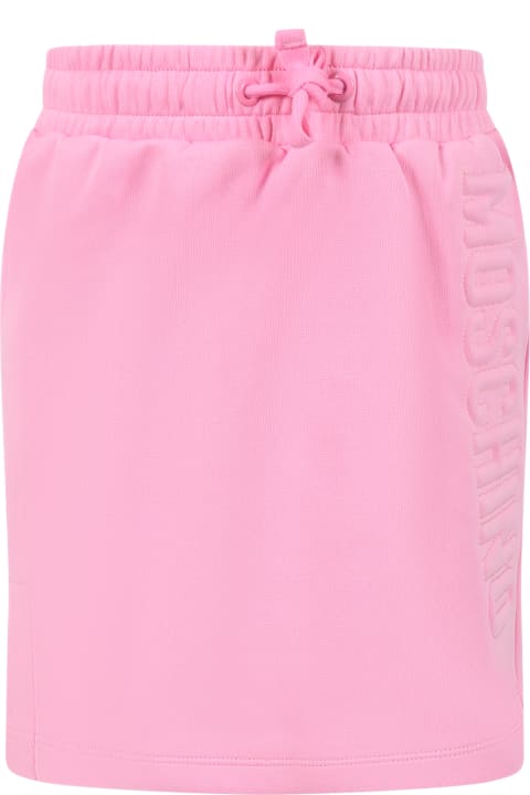 Moschino for Kids Moschino Pink Skirt For Girl With Logo