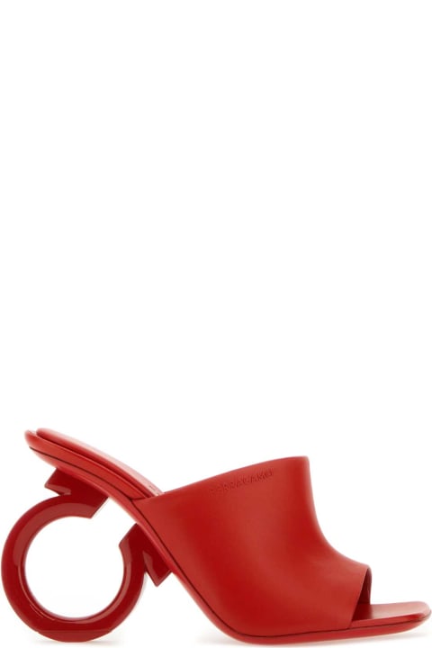 Ferragamo Sandals for Women Ferragamo Red Nappa Leather Astro X5 Mules