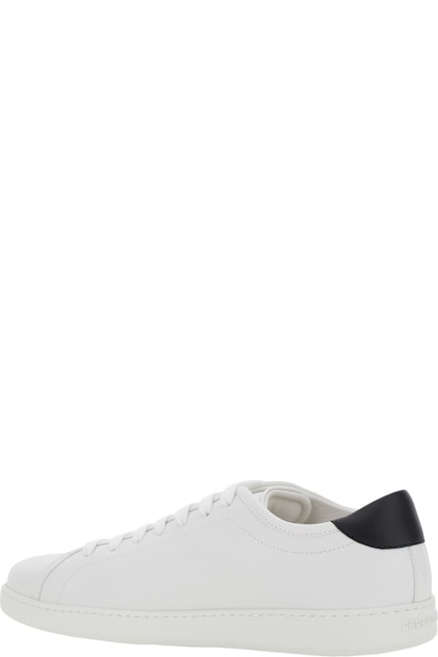 Ferragamo for Men Ferragamo White Sneakers With Gancini Print On The Side And Contrasting Heel In Leather Man