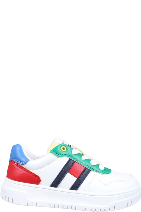 Shoes for Boys Tommy Hilfiger White Sneakers For Kids With Flag