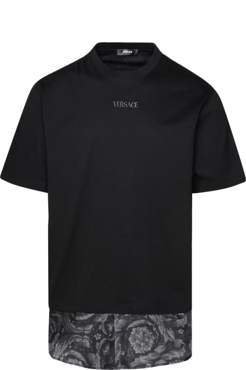 Versace Topwear for Men Versace Black Cotton T-shirt