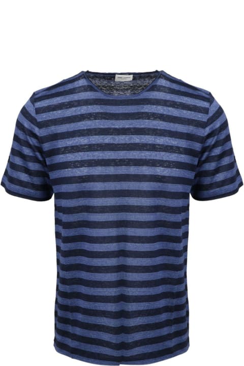 Saint Laurent Topwear for Men Saint Laurent Striped Monogram T-shirt