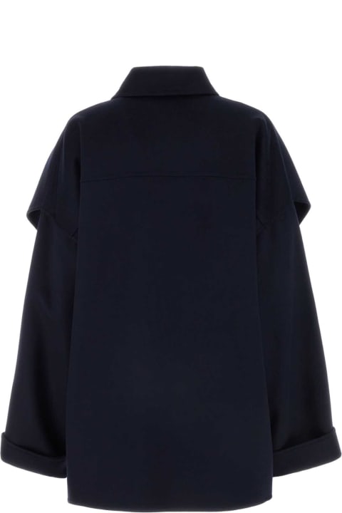 Bottega Veneta Coats & Jackets for Women Bottega Veneta Midnight Blue Wool Blend Coat