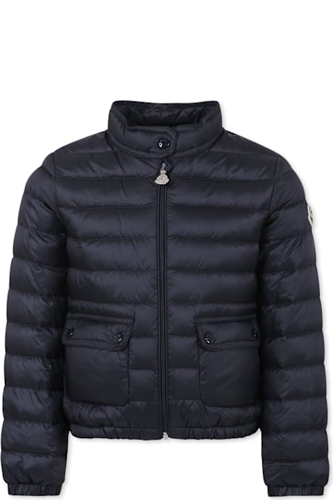 Homeware Moncler Blue Down Jacket For Girl With Logo