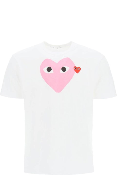 Comme des Garçons Play Topwear for Men Comme des Garçons Play Heart Printed Crewneck T-shirt
