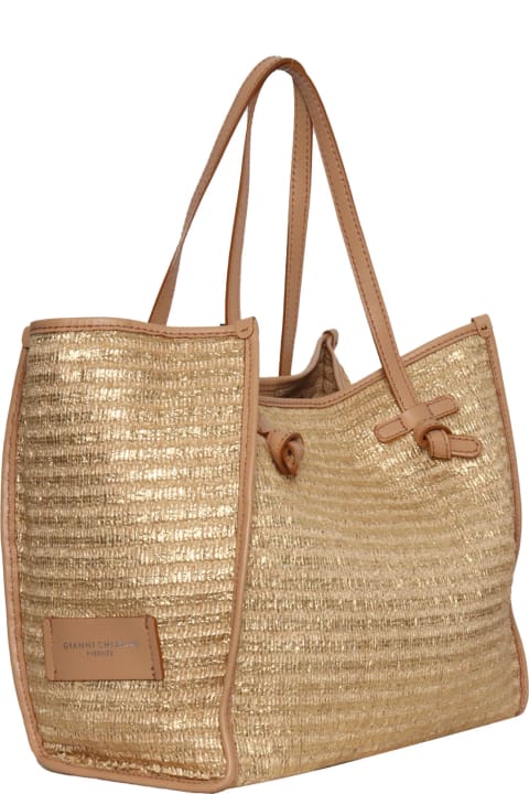 Shoulder Bags for Women Gianni Chiarini Beige And Gold Shopper