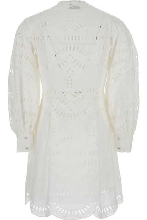 Charo Ruiz Topwear for Women Charo Ruiz White Sangallo Lace Short 'franca' Dress In Cotton Blend Woman