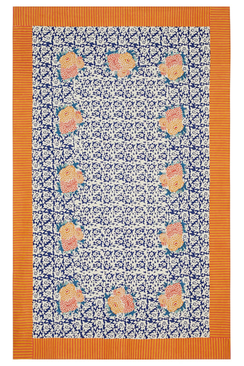  Lisa Cortiأدوات المائدة Lisa Corti Tovaglia 180x270 Arabesque Corolla Blue