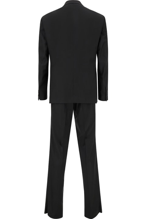 Suits for Men Tagliatore Black Double-breasted Jacket With Peak Revers In Wool Blend Man