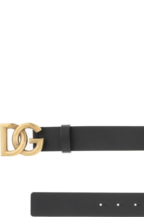 メンズ ベルト Dolce & Gabbana Lux Leather Belt With Crossed Dg Logo