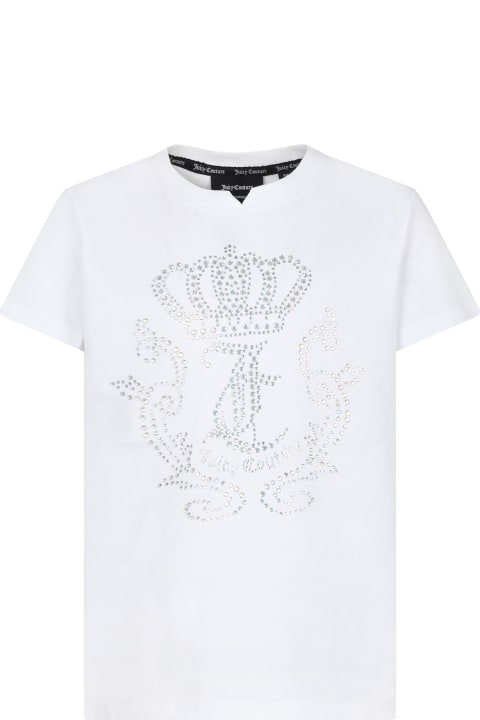 Juicy Coutureのガールズ Juicy Couture White T-shirt For Girl With Strass