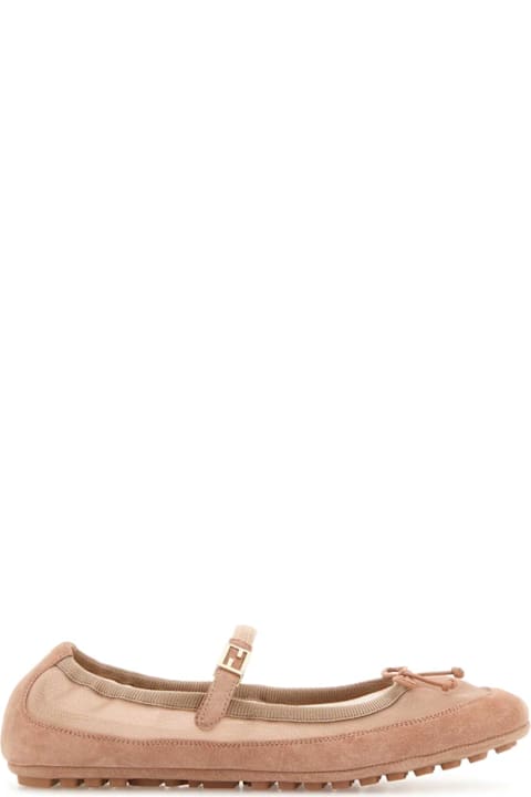 Fendi Shoes for Women Fendi Powder Pink Mesh And Suede Baguette Ballerinas