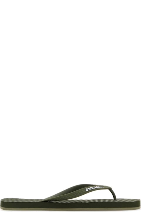 Dsquared2 Green Rubber Thong Slippers