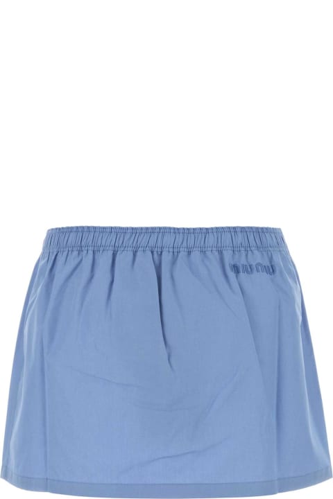 Miu Miu Skirts for Women Miu Miu Air Force Blue Poplin Mini Skirt