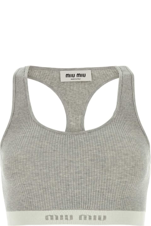 Sale for Women Miu Miu Grey Stretch Cotton Blend Crop-top