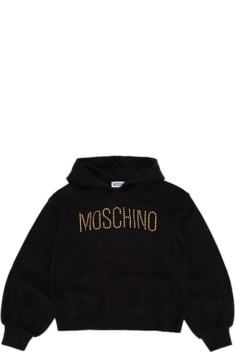 Moschino for Kids Moschino Logo Embellished Straight Hem Hoodie