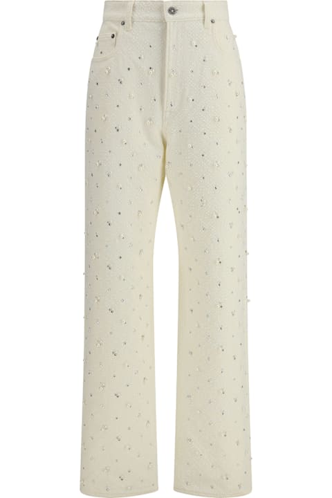 أدوات منزلية Golden Goose White Denim Pearl And Crystal Embroidered Pants