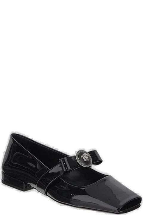 Flat Shoes for Women Versace Gianni Ribbon Square-toe Ballerina Shoes