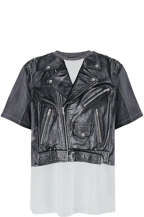 Balmain ملابس علوية لـ القسم الرجالي Balmain Biker Jacket Print T-shirt