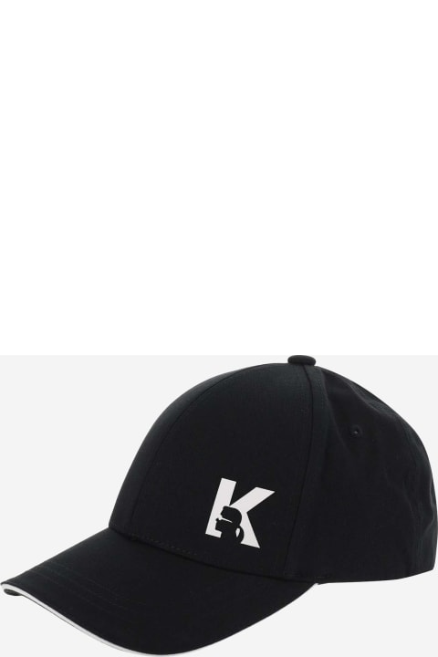 Hats for Men Karl Lagerfeld Cotton Blend Baseball Cap With Logo