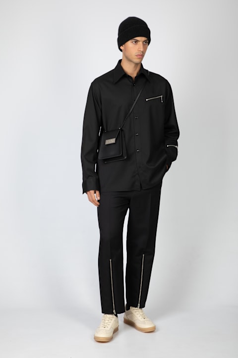 MM6 Maison Margiela Shirts for Men MM6 Maison Margiela Camicia A Maniche Lunghe Black tailored wool blend shirt with zippers detail