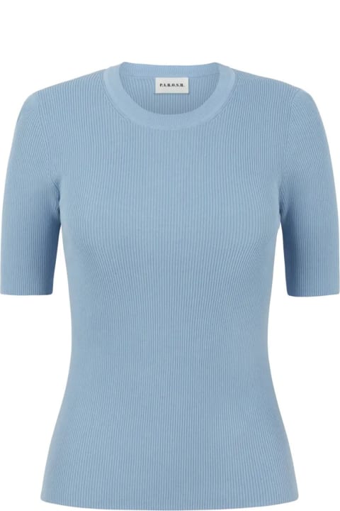 Parosh Sweaters for Women Parosh Light Blue Short-sleeved Shirt