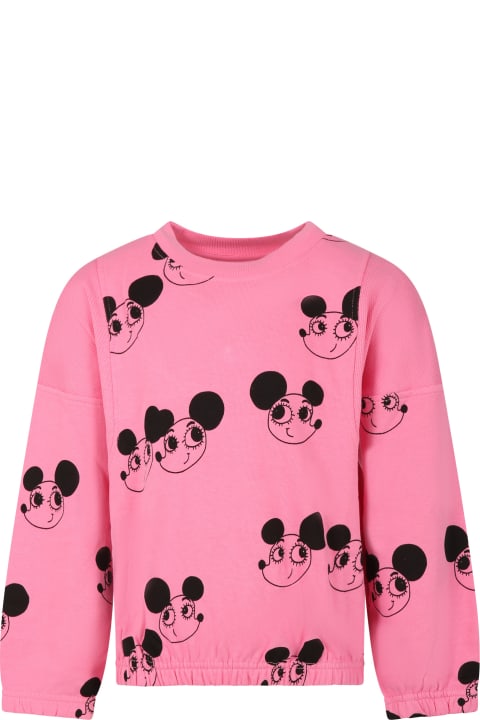 ガールズ Mini Rodiniのニットウェア＆スウェットシャツ Mini Rodini Pink Sweatshirt For Girl With Mice