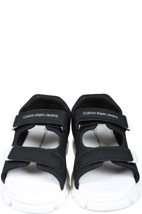 Shoes for Boys Calvin Klein Black Sandals For Kids With Logo