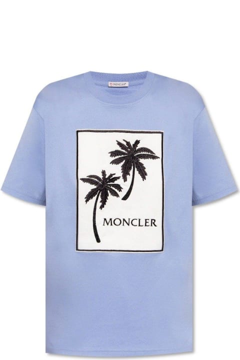 Moncler Sale for Women Moncler Palm-tree Graphic Printed Crewneck T-shirt