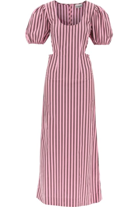 Ganni for Women Ganni Striped Maxi Dress With Cut-outs