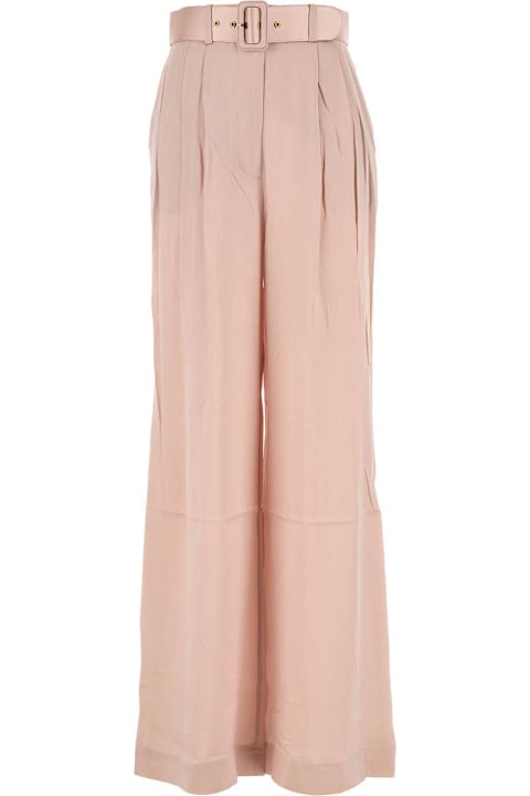 Zimmermann for Women Zimmermann Pastel Pink Silk Wide-leg Tuck Pant