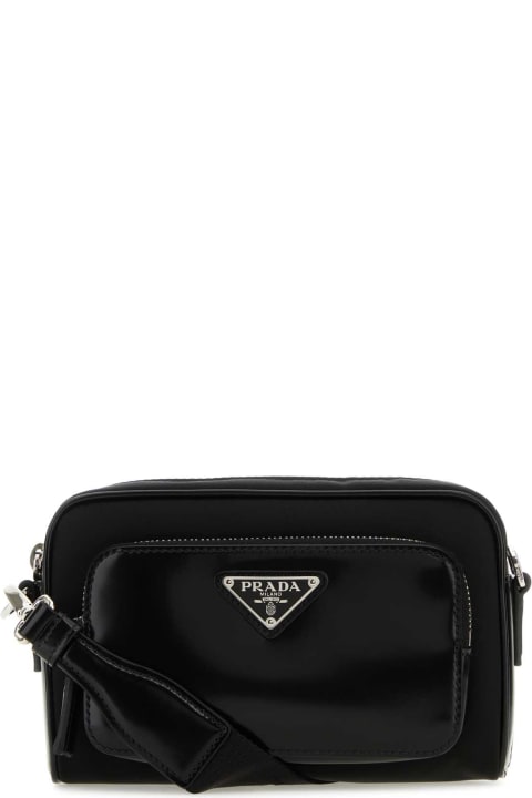 Prada Shoulder Bags for Women Prada Black Re-nylon And Leather Crossbody Bag