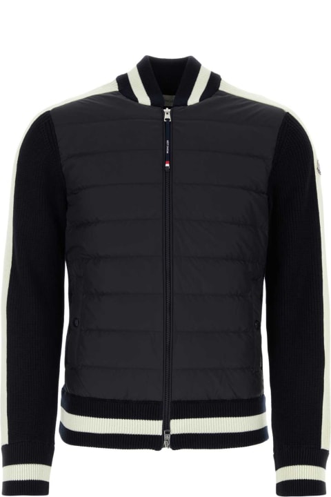 Clothing for Men Moncler Midnight Blue Cotton And Polyester Cardigan