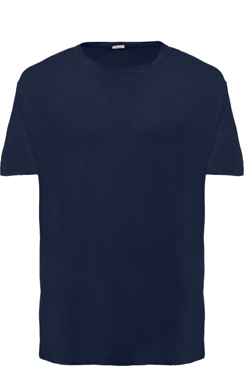 Malo Topwear for Men Malo Blue Linen And Jersey T-shirt