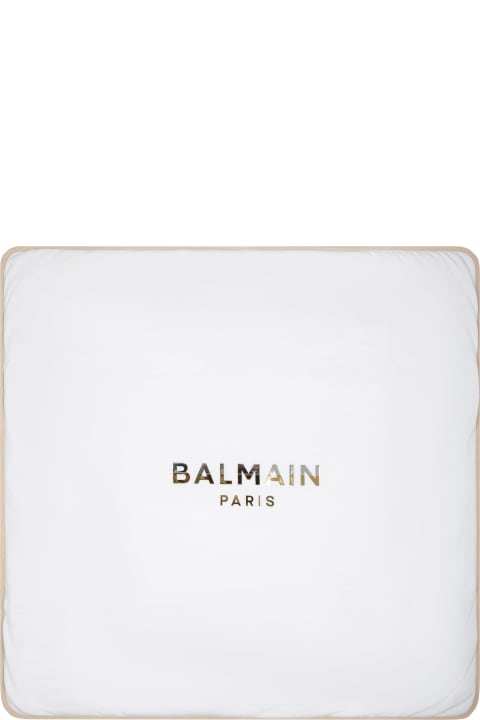 Balmain Accessories & Gifts for Baby Girls Balmain White Blanket For Babies With Logo