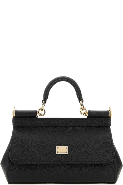 Bags Sale for Women Dolce & Gabbana Black Leather Small Sicily Handbag