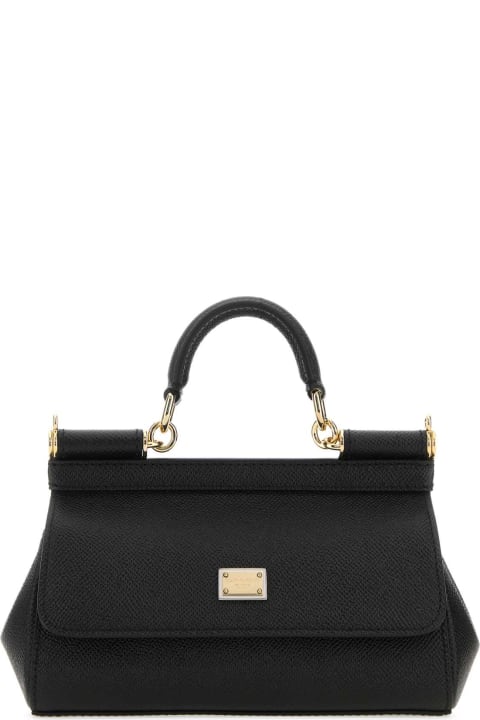 Dolce & Gabbana Black Leather Small Sicily Handbag