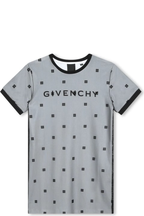 Givenchy Kids Givenchy Black Dress With Logo And All-over 4g Motif